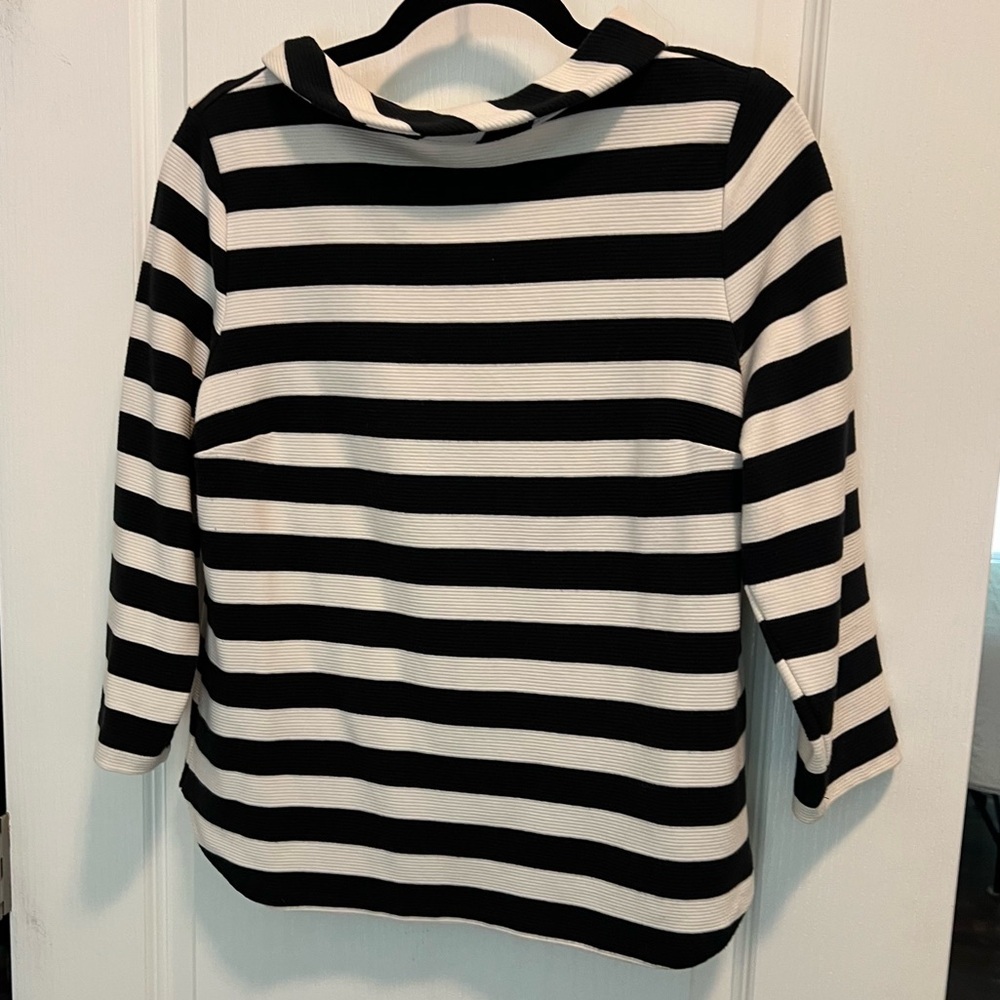 Vintage Talbots Mod 60s Vibes Black and White Striped Women's top Size medium - Picture 3 of 17